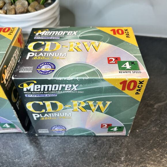 Memorex CD-RW Platinum 4x Rewritable Speed 650MB / 74 mins 21 Discs New & Sealed - Picture 3 of 10